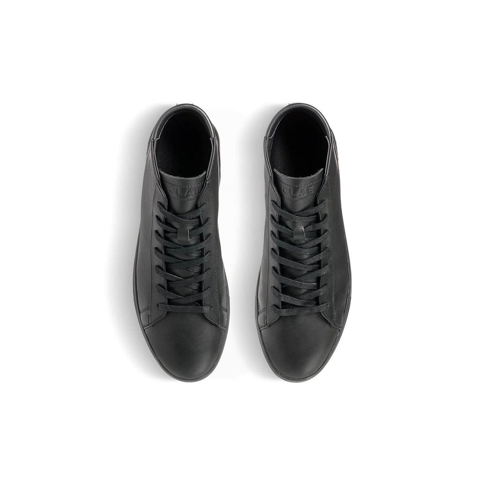 CLAE BRADLEY MID Sneakers Womens USA193-G08 In Triple Black Leather